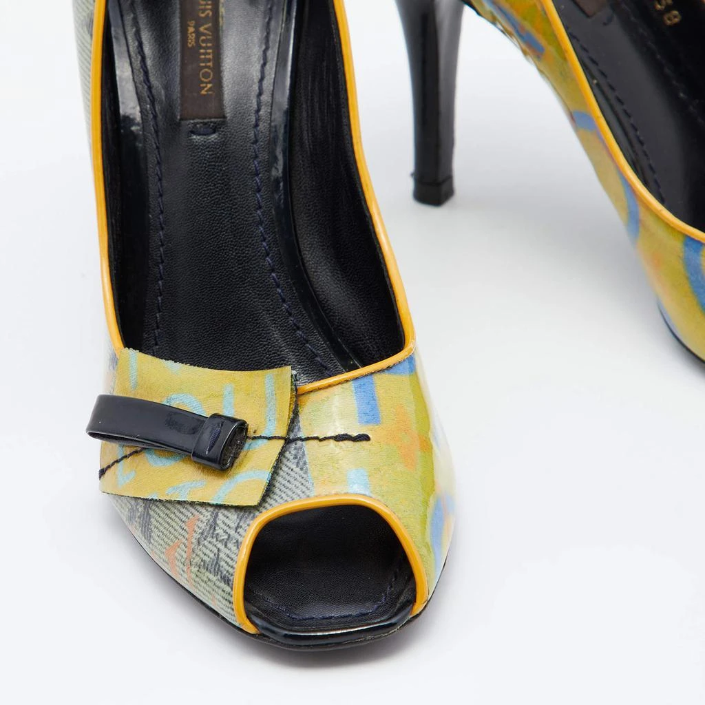 Louis Vuitton Yellow Monogram Coated Denim Richard Prince Flash Pulp Peep-Toe Pumps Size 36 商品