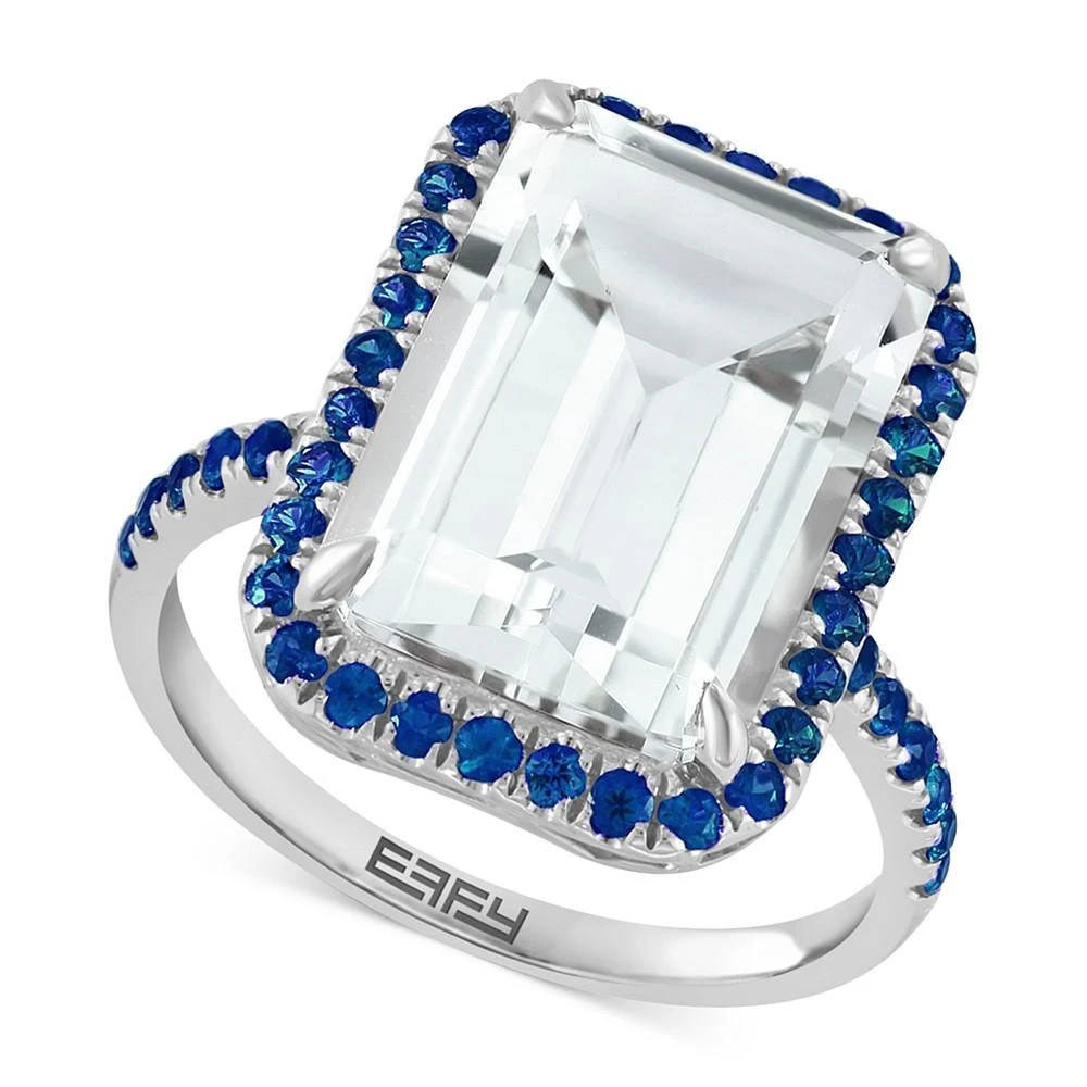 商品Effy|EFFY® White Topaz (9-1/5 ct. t.w.) & Sapphire (1-1/10 ct.t.w.) Ring in 14k White Gold,价格¥5422,第1张图片