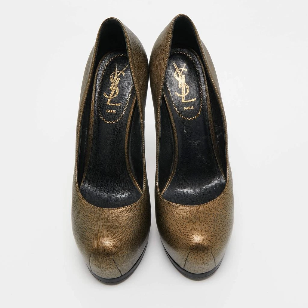 商品[二手商品] Yves Saint Laurent|Saint Laurent Two Tone Textured Leather Tribtoo Pumps Size 37,价格¥894,第3张图片详细描述