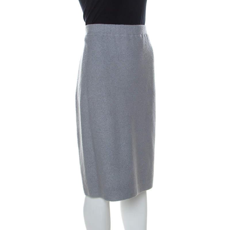 St. John Grey Knitted Elasticized Waistband Skirt XL商品第2张图片规格展示