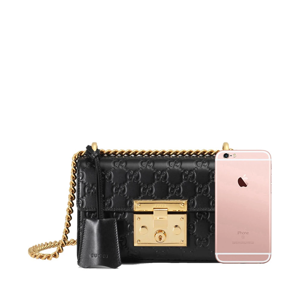 【王子文同款】GUCCI 古驰 女士黑色Padlock系列小号Gucci Signature皮革肩背包 409487-CWC1G-1000 商品
