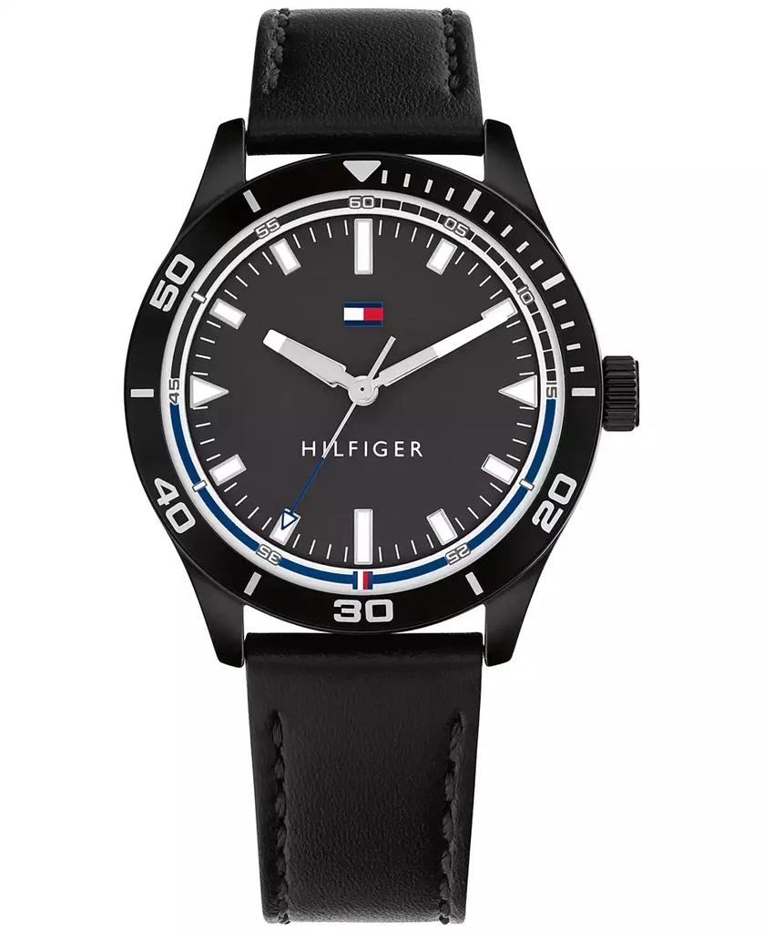 商品Tommy Hilfiger|Men's Black Leather Strap Watch 38mm,价格¥708,第1张图片