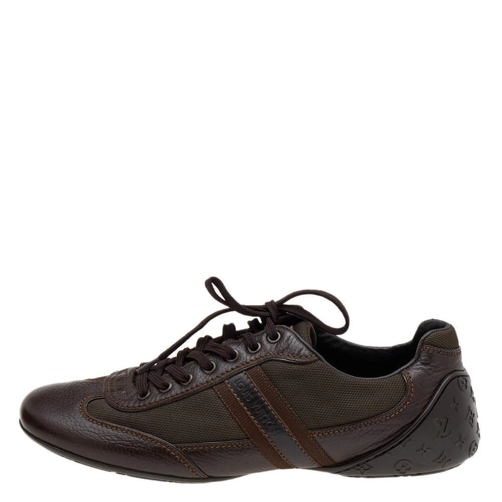 商品[二手商品] Louis Vuitton|Louis Vuitton Brown Leather And Canvas Low Top Sneakers Size 40.5,价格¥3674,第2张图片详细描述