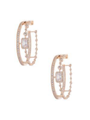 商品Eye Candy LA|Cleo 18K Goldplated & Crystal Hoop Earrings,价格¥324,第1张图片