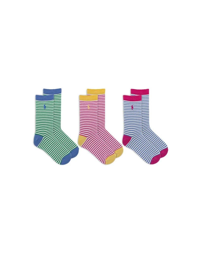 商品Ralph Lauren|Girls' Candy Stripe Socks, 3 Pairs - Little Kid, Big Kid,价格¥134,第1张图片详细描述