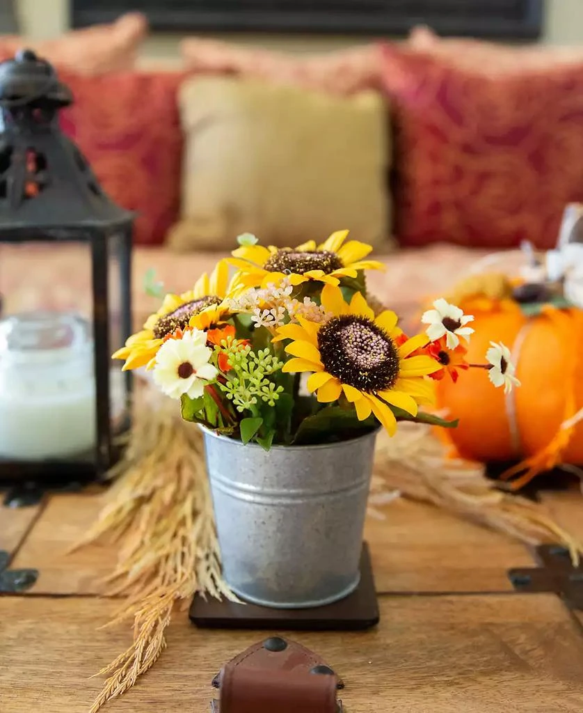 商品Flora Bunda|8" Artificial Sunflowers Mix in Tin Pot,价格¥276,第3张图片详细描述