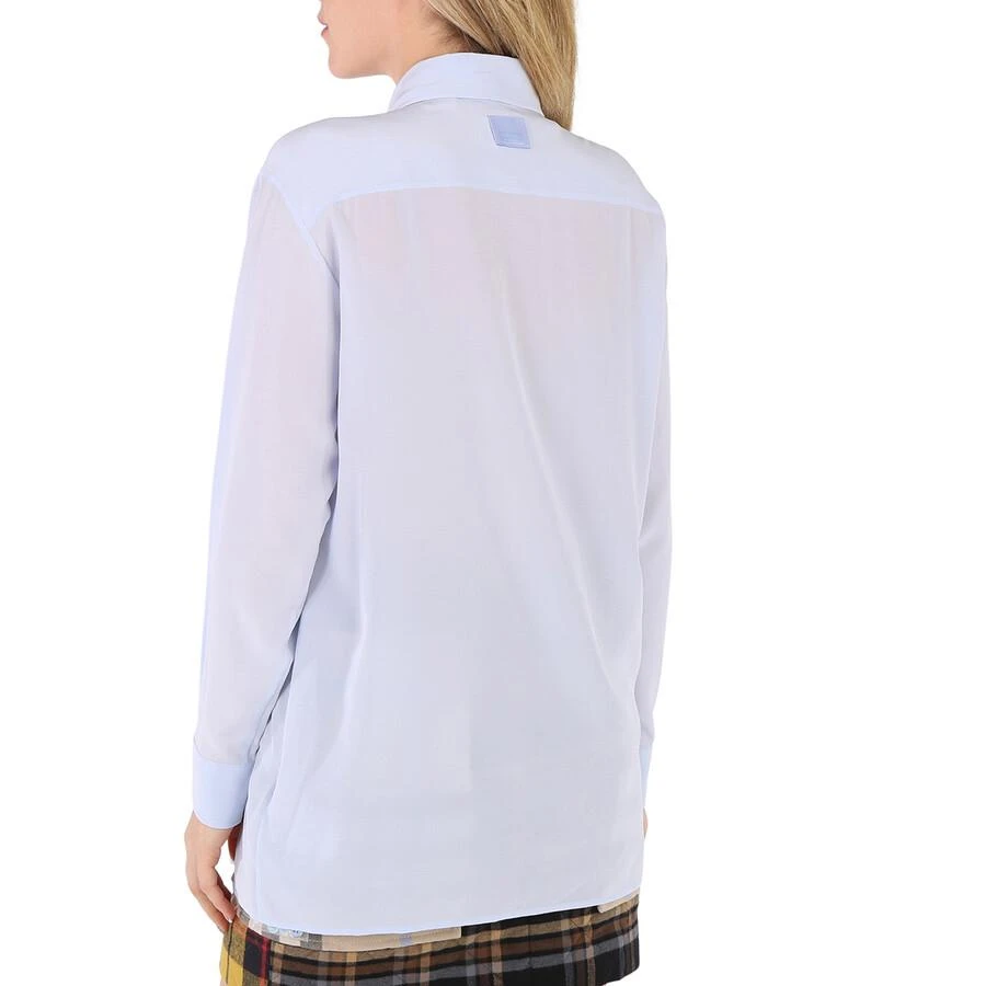 商品Burberry|Pale Blue Irem Silk Crepe De Chine Logo Detail Oversized Shirt,价格¥1123,第3张图片详细描述