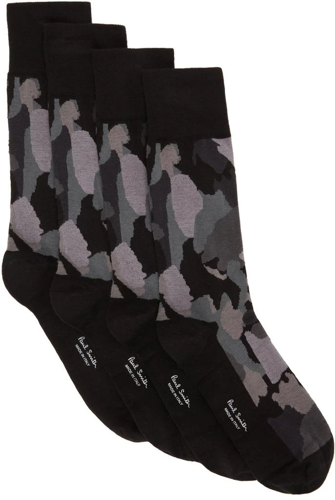 商品Paul Smith|Four-Pack Black Camouflage Socks,价格¥585,第1张图片