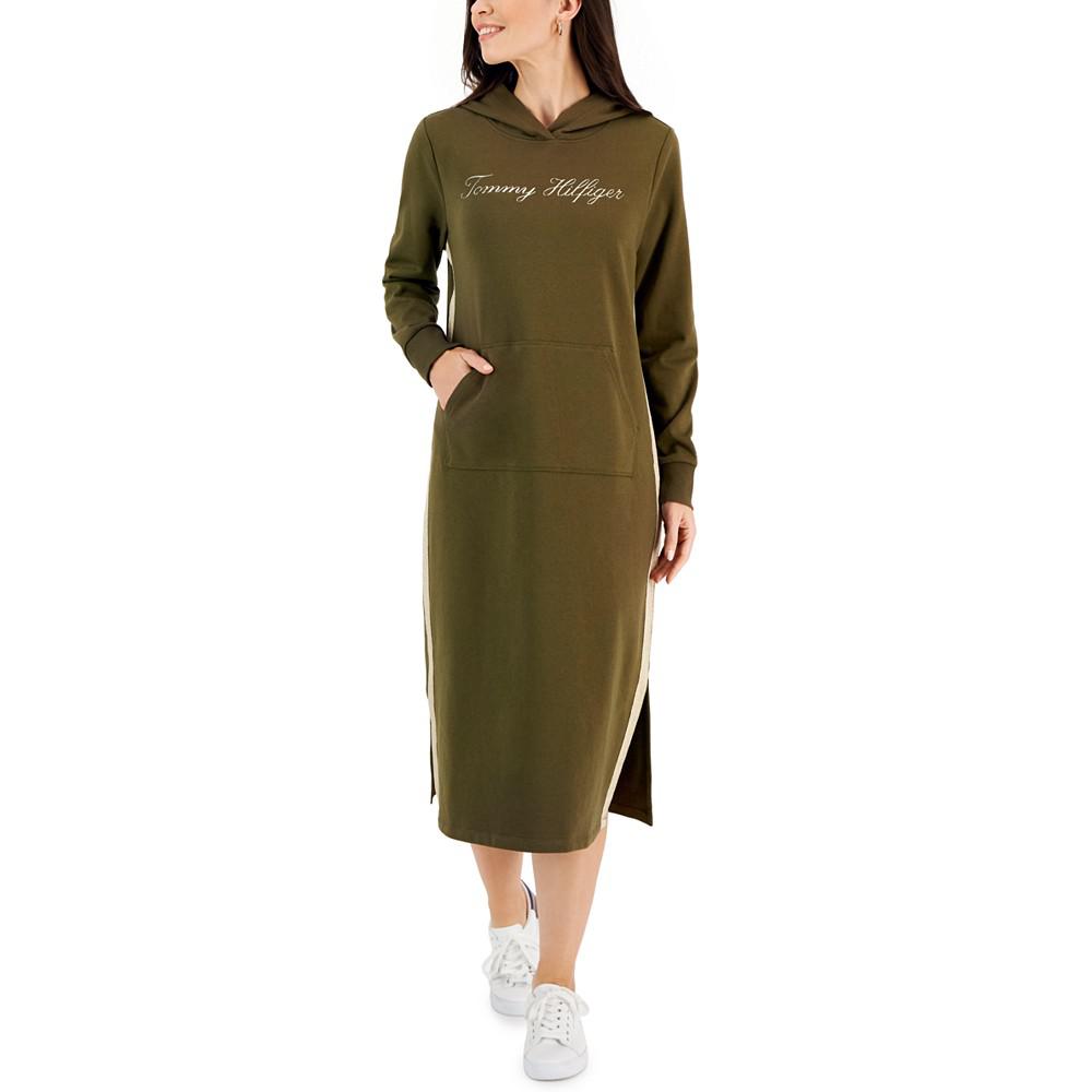 Women's Hooded Logo Long-Sleeve Midi Dress商品第1张图片规格展示