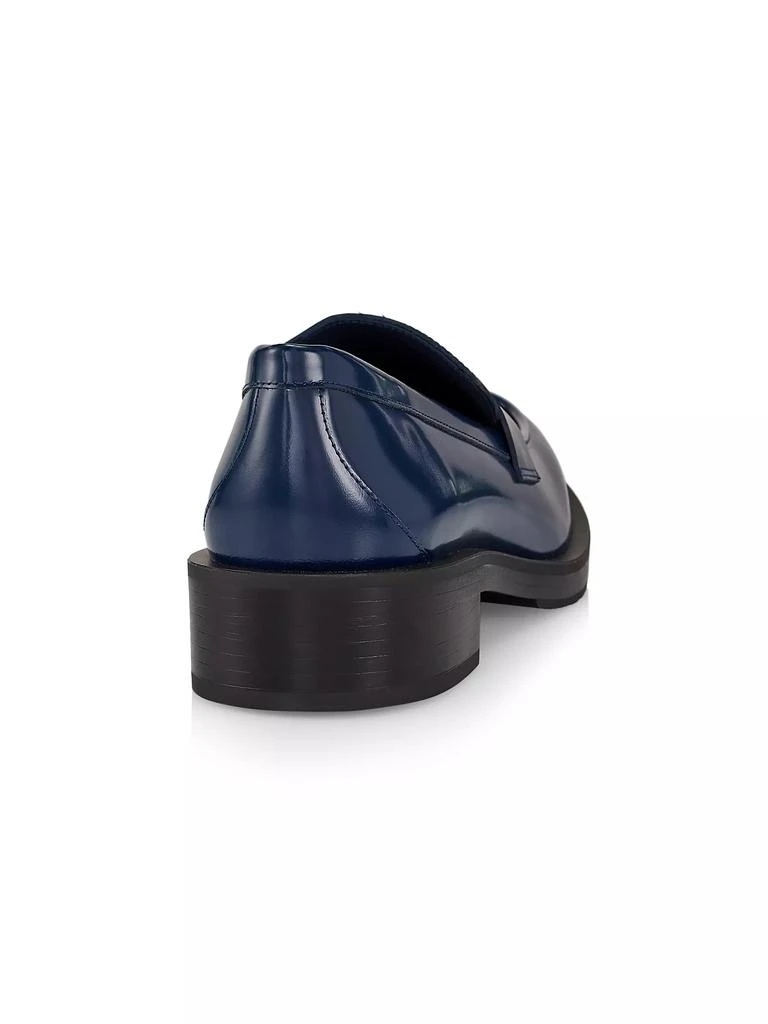 商品Stuart Weitzman|Palmer 40MM Brushed Leather Stacked Heel Loafers,价格¥1481,第3张图片详细描述
