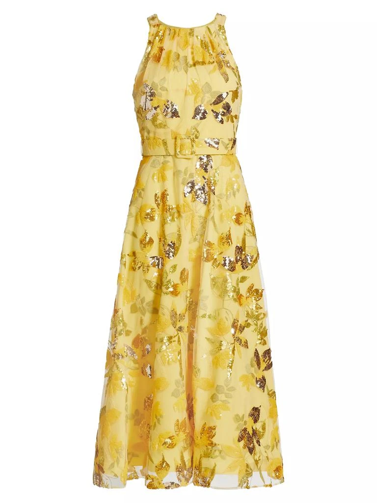 商品Badgley Mischka|Floral Sequin Belted Cocktail Dress,价格¥2678,第1张图片