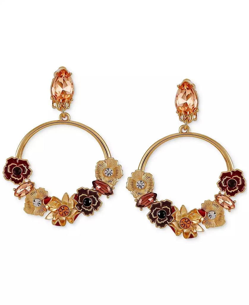商品GUESS|Gold-Tone Floral Jewel Clip-On Hoop Earrings,价格¥182,第1张图片