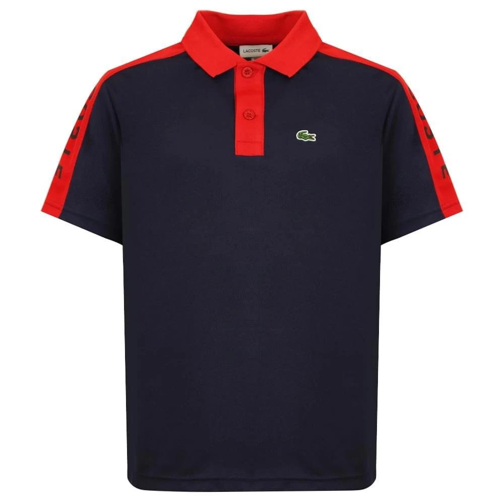 商品Lacoste|Navy & Red Logo Panel Polo Shirt,价格¥222,第1张图片