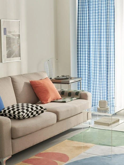 商品DECOVIEW|Sunday Blue Check Cotton Curtain,价格¥461,第4张图片详细描述