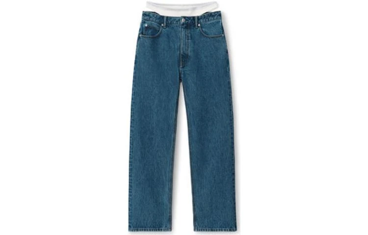 商品[国内直发] Alexander Wang|alexander wang亚历山大王 cleanfit微喇拼接辣妹拼色分层式直筒牛仔裤 女款 深蓝色,价格¥1863,第1张图片
