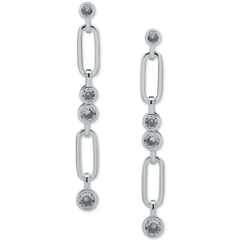 商品Anne Klein|Silver-Tone Cubic Zirconia & Link Linear Drop Earrings,价格¥76,第1张图片