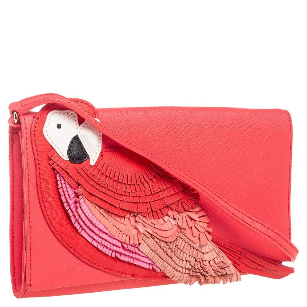 商品[二手商品] Kate Spade|Kate Spade Coral Leather New York Flights of Fancy Parrot Shoulder Bag,价格¥768,第3张图片详细描述