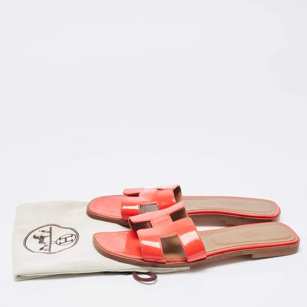 Hermes Red Patent Leather Oran Flat Slides Size 38 商品