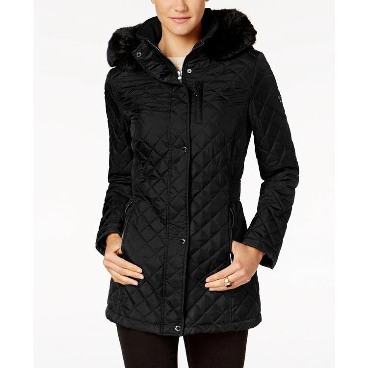 商品Calvin Klein|Faux-Fur-Hood Quilted Coat,价格¥898,第1张图片