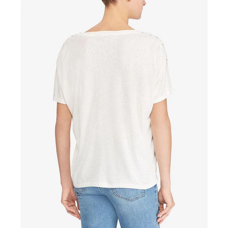 商品Ralph Lauren|Petite Lace-Shoulder T-Shirt,价格¥357,第5张图片详细描述