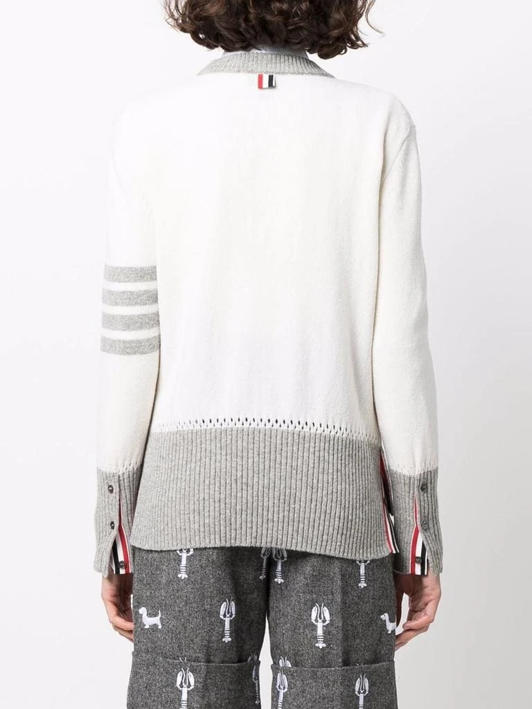 商品Thom Browne|THOM BROWNE WOMEN PULLOVER W/ CONTRAST FRAMING 4 BAR IN JERSEY STITCH 7GG SHETLAND WOOL,价格¥3890,第2张图片详细描述