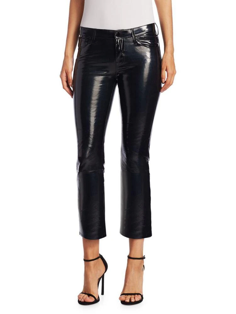 商品J Brand|Selena Mid-Rise Patent Leather Cropped Bootcut Pants,价格¥5185,第1张图片