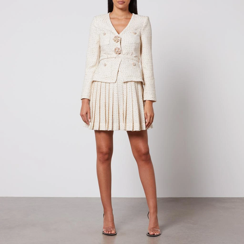 商品Self Portrait|Self-Portrait Cream Metallic Bouclé Mini Jacket Dress,价格¥3887,第3张图片详细描述