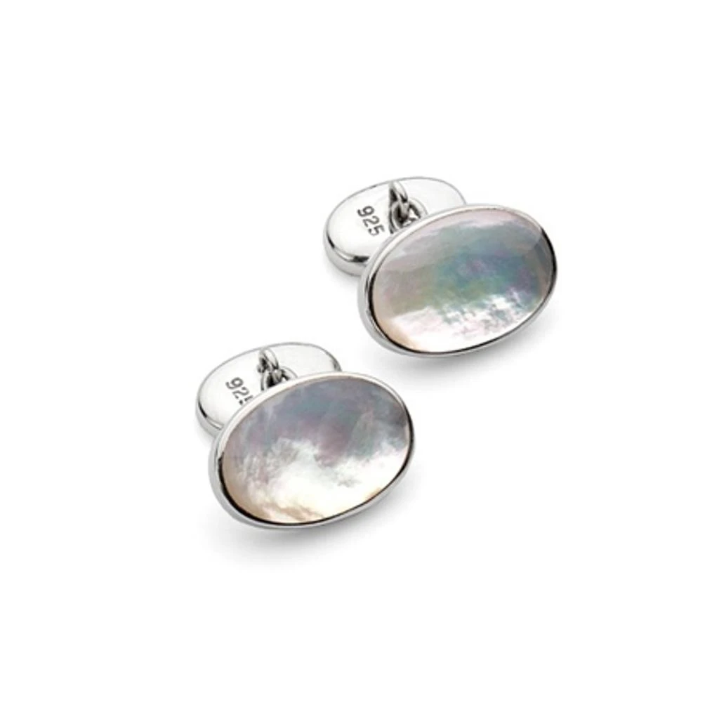 商品Aspinal of London|The oval silver cufflinks,价格¥1019,第4张图片详细描述