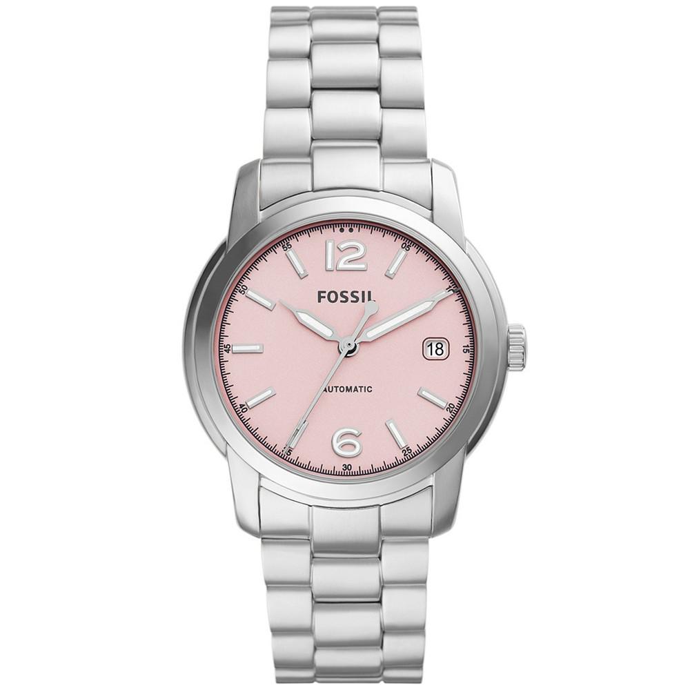 商品Fossil|Women's Heritage Automatic Silver-Tone Stainless Steel Bracelet Watch 38mm,价格¥2103,第1张图片