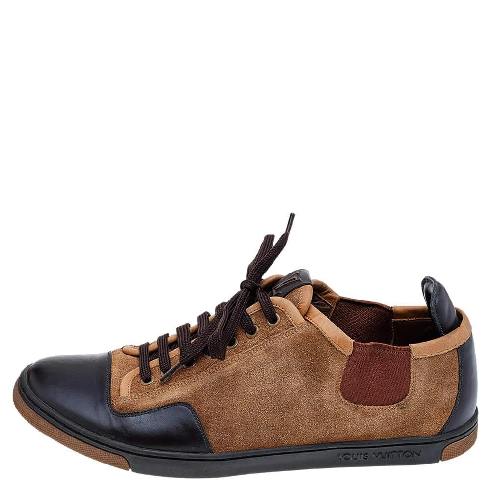 商品[二手商品] Louis Vuitton|Louis Vuitton Brown/Beige Suede And Leather Slalom Sneakers Size 41.5,价格¥2903,第2张图片详细描述