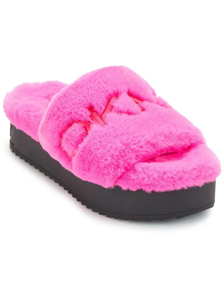 Palz Womens Faux Fur Fluorescent Slide Slippers 商品