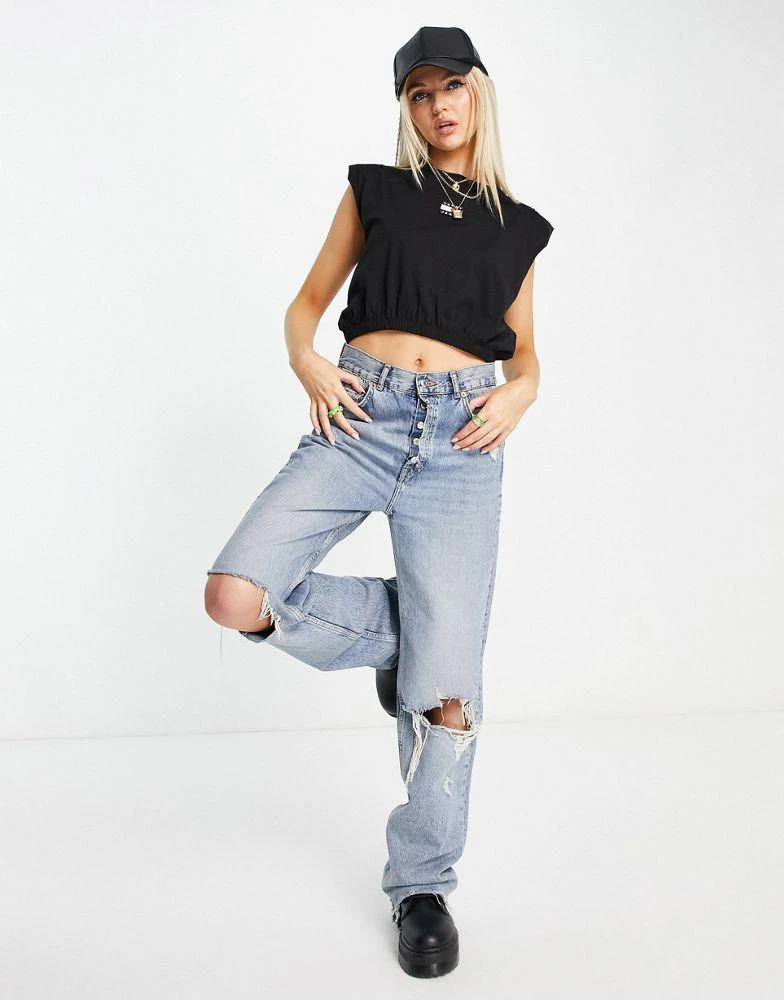商品Tommy Hilfiger|Tommy Jeans cotton crop elasticated badge tank in black  - BLACK,价格¥165,第4张图片详细描述