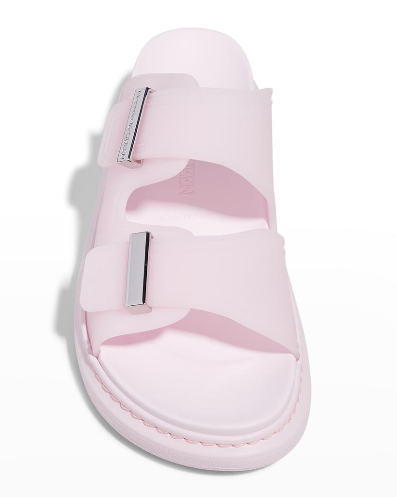 Double Buckle Rubber Slide Sandals商品第5张图片规格展示