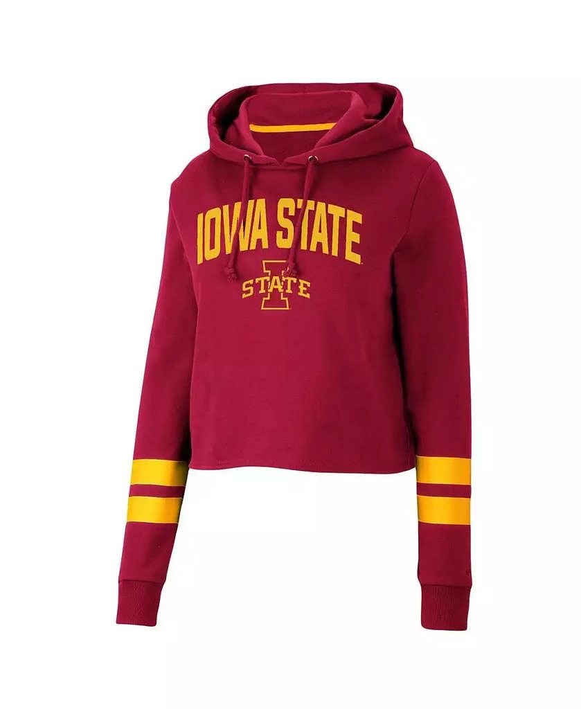 商品Colosseum|Women's Cardinal Iowa State Cyclones Throwback Stripe Cropped Pullover Hoodie,价格¥278,第2张图片详细描述
