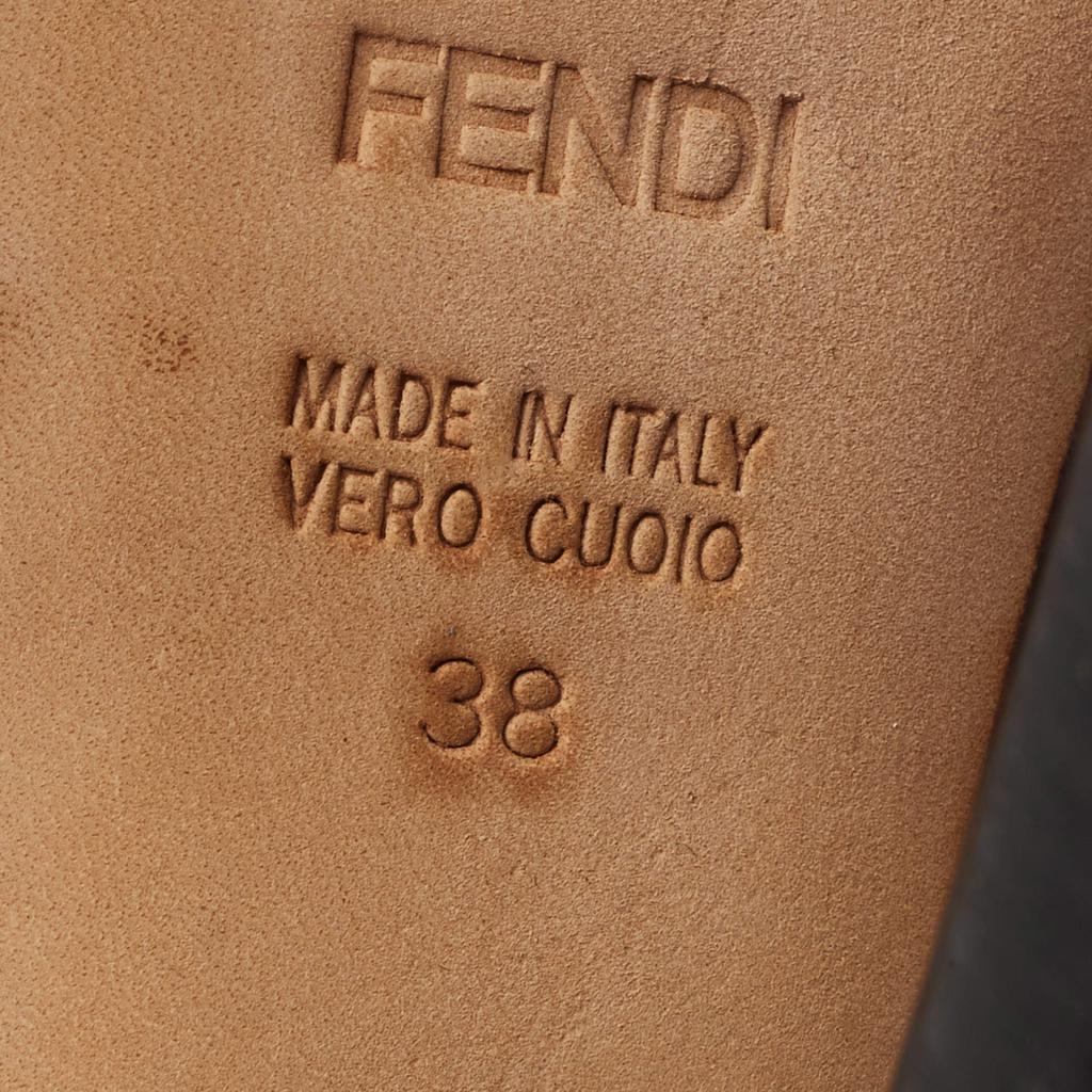 Fendi Black Pleated Leather Peep Toe Ankle Booties Size 38商品第8张图片规格展示