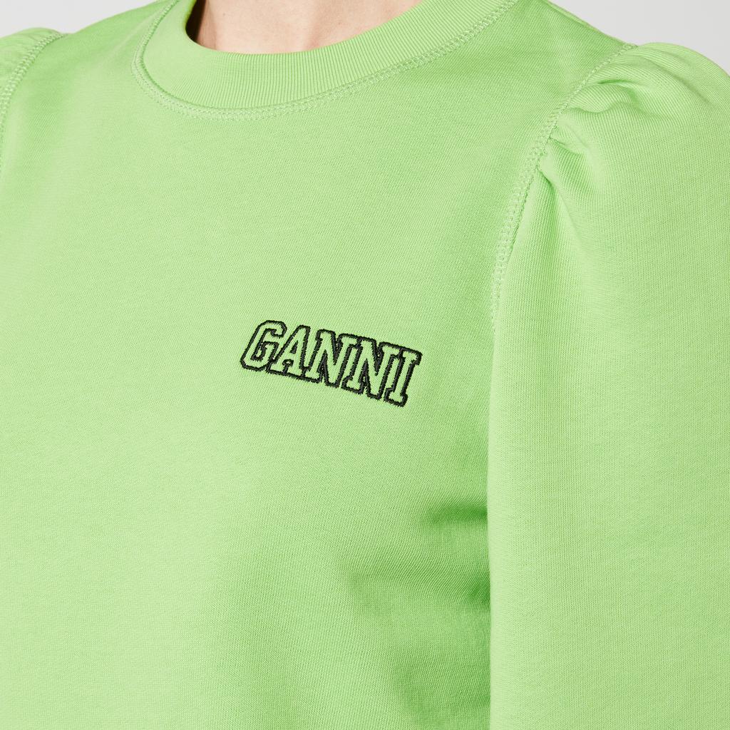 Ganni Women's Isoli Sweatshirt With Puff Sleeve - Flash Green商品第3张图片规格展示