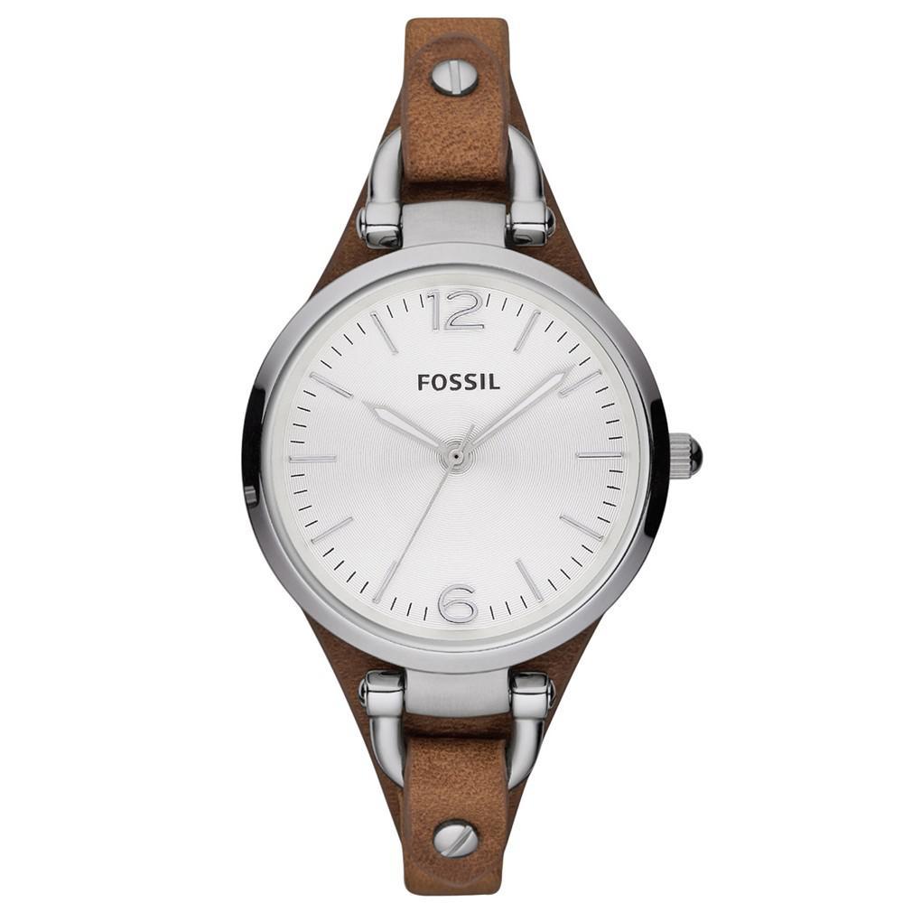 商品Fossil|Women's Georgia Brown Leather Strap Watch 32mm ES3060,价格¥721,第1张图片