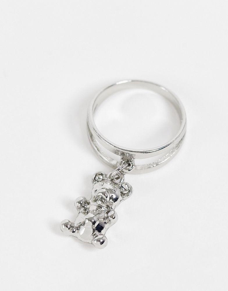 商品Reclaimed Vintage|Reclaimed Vintage inspired unisex double band ring with bear in silver,价格¥66,第6张图片详细描述