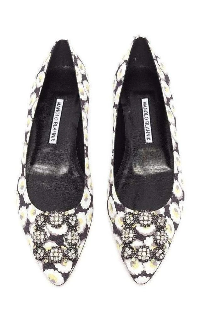 Crystal Brooch Floral Print Flats 商品