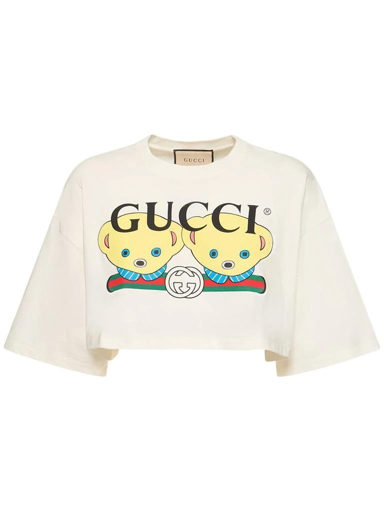 商品Gucci|Bear Print Cotton Crop T-shirt,价格¥4234,第1张图片