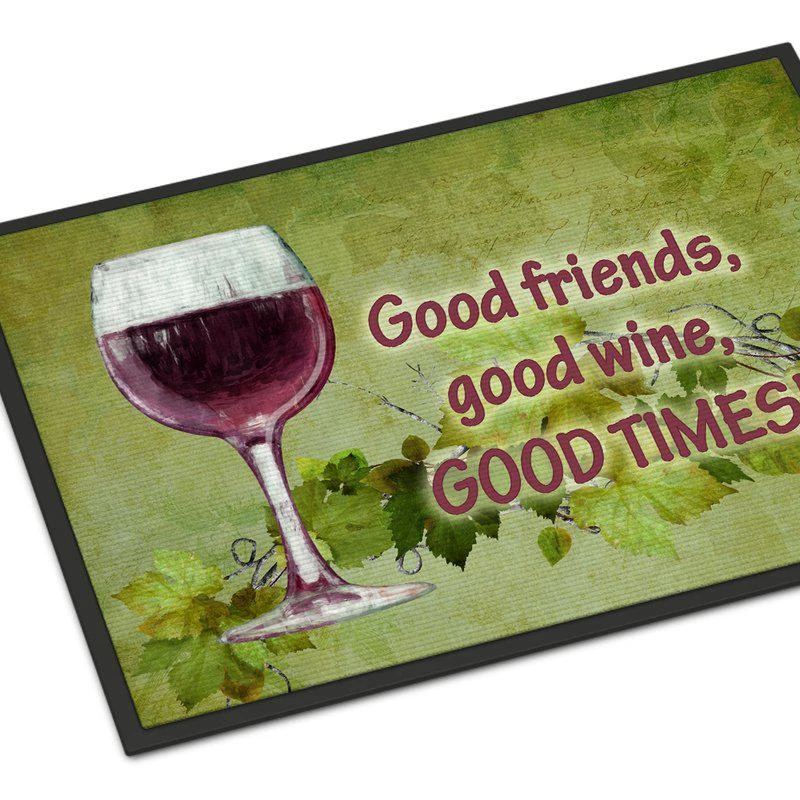 商品Caroline's Treasures|24 in x 36 in Good friends, good wine, good times Door Mat Indoor/Outdoor,价格¥307,第1张图片