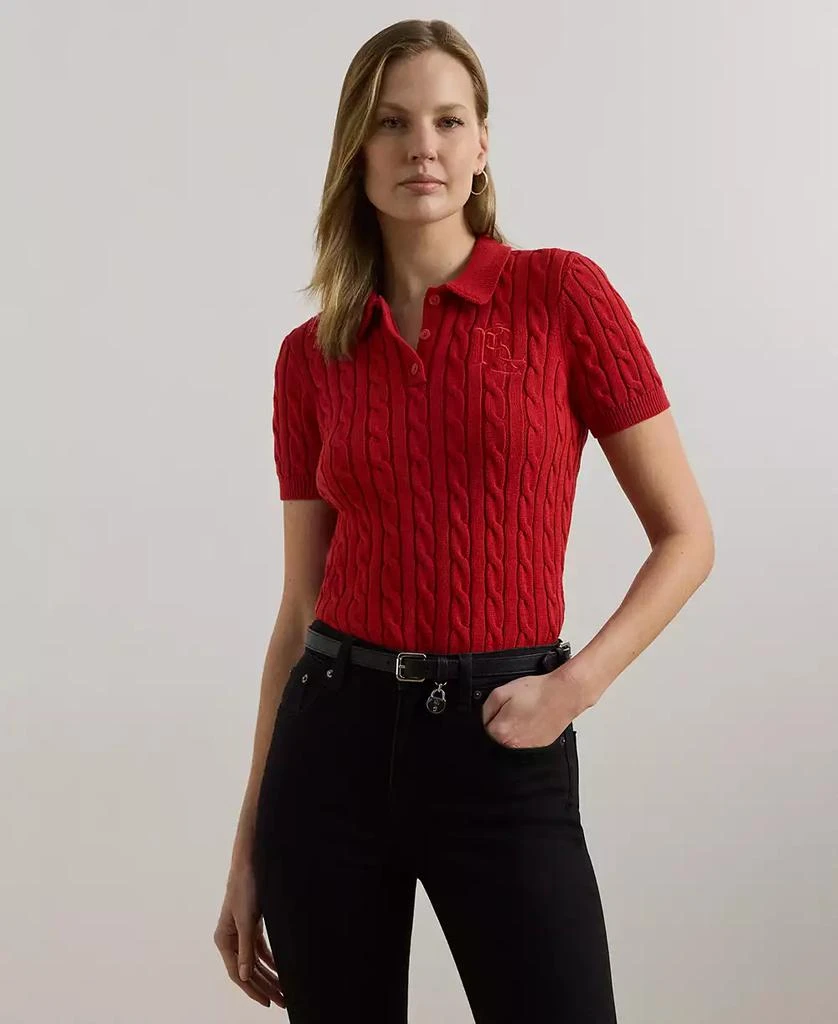 商品Ralph Lauren|Women's Cable-Knit Polo Shirt,价格¥553,第1张图片