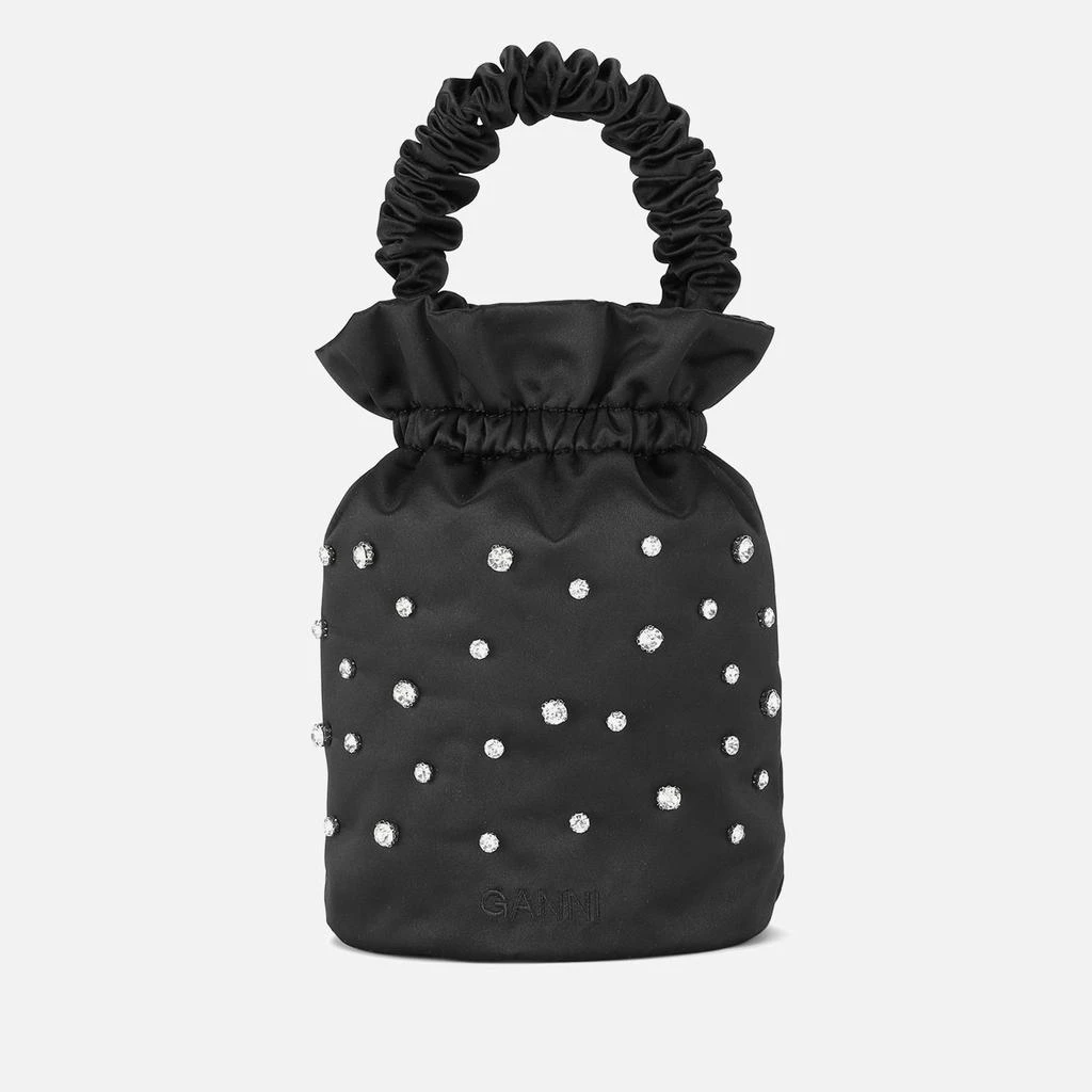 商品Ganni|GANNI Occasion Crystal-Embellished Recycled Satin Bucket Bag,价格¥963,第1张图片