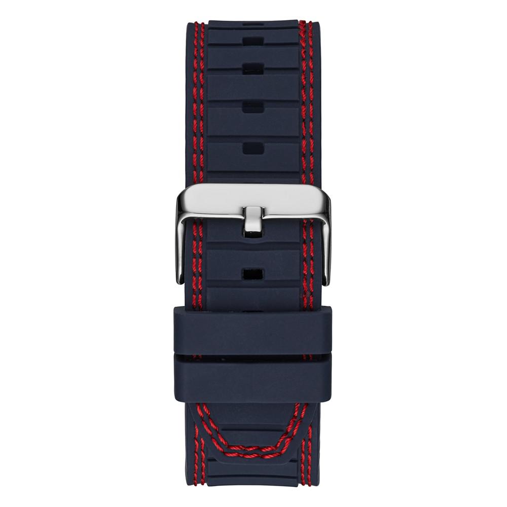 Men's Silver-Tone Navy Silicone Strap, Multi-Function Watch, 44mm商品第3张图片规格展示