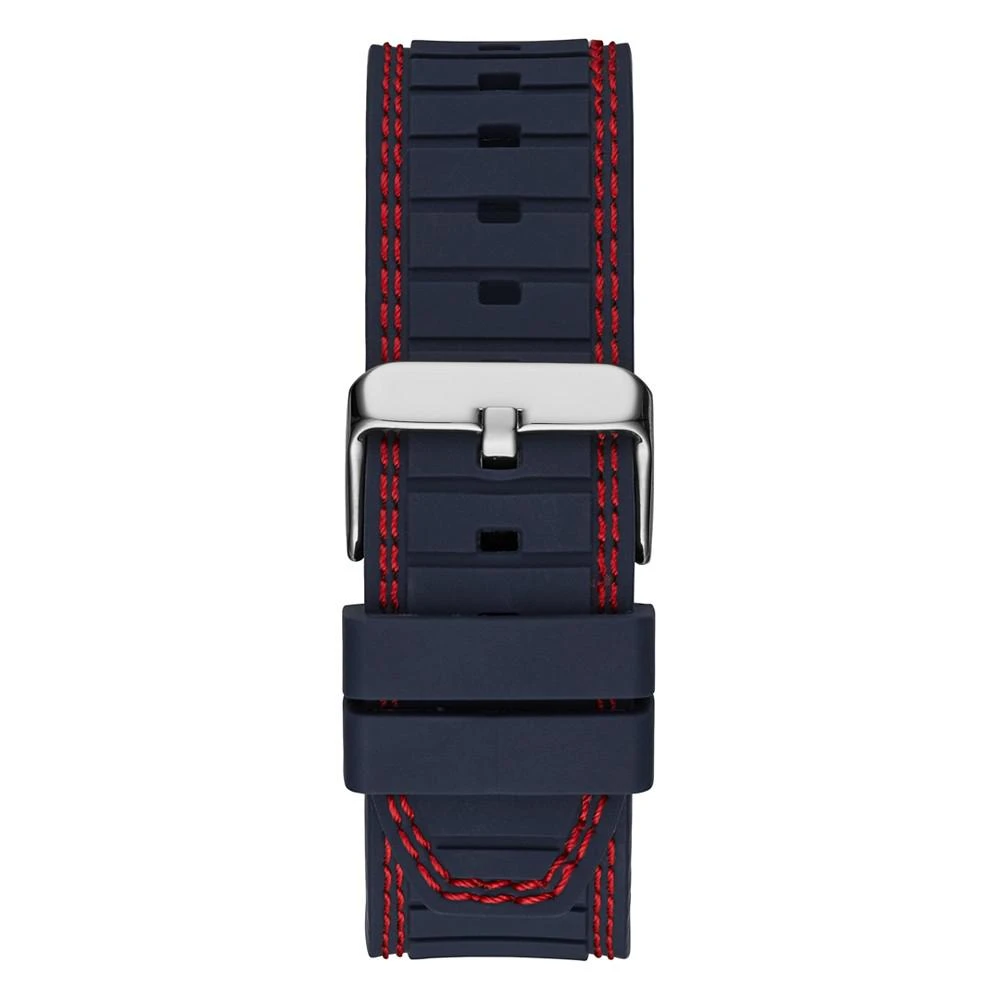 商品GUESS|Men's Silver-Tone Navy Silicone Strap, Multi-Function Watch, 44mm,价格¥842,第3张图片详细描述