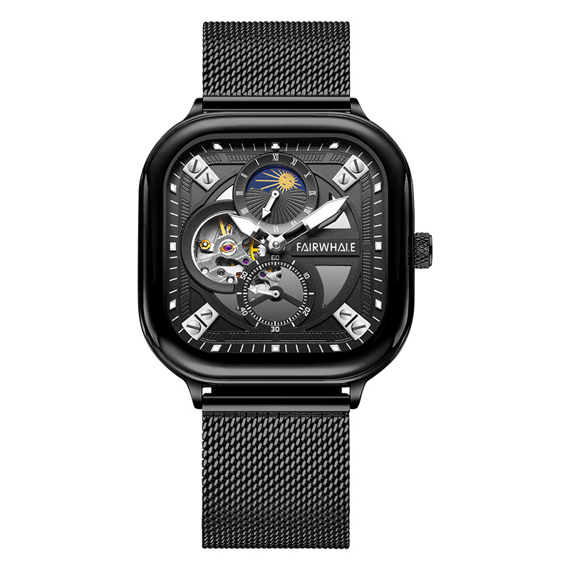 马克华菲手表潮流时尚方形表盘运动防水夜光全自动机械手表商品第8张图片规格展示