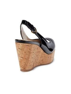 商品Stuart Weitzman|Women's Jean Patent Leather Slingback Wedge Sandals,价格¥1108,第3张图片详细描述