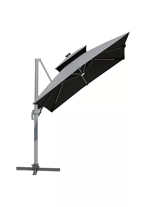 商品Outsunny|10Ft Solar Led Cantilever Umbrella Offset Hanging Umbrella With 360 Degreerotation Cross Base 8 Ribs Tilt And Crank For Yard Garden And Poolside Grey,价格¥3490,第1张图片