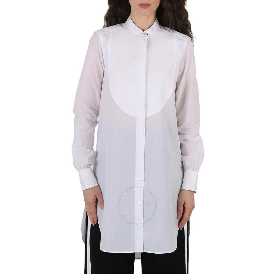 商品Burberry|Ladies Natural White Bib Detail Cotton Longline Tunic Shirt,价格¥704,第1张图片