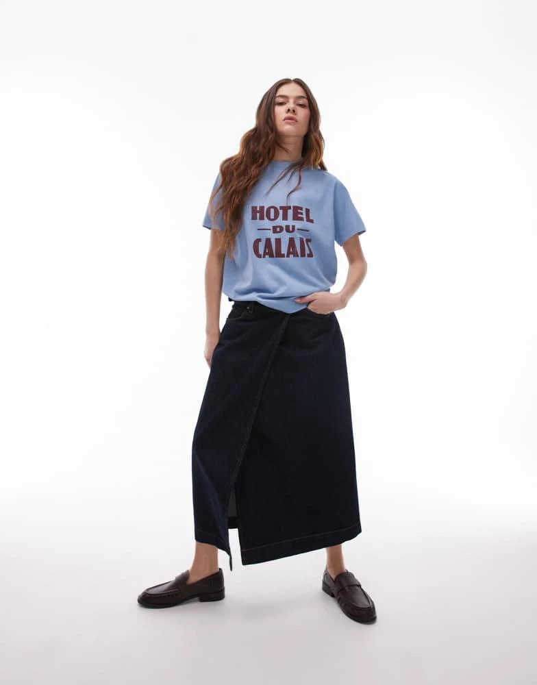 商品Topshop|Topshop graphic Hotel du Calais t-shirt in blue,价格¥142,第2张图片详细描述